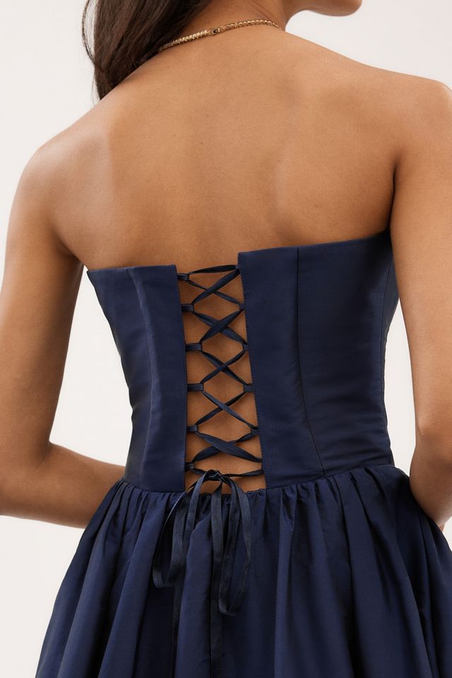 BHLDN Strapless Basque-Waist A-Line Midi Dress #3