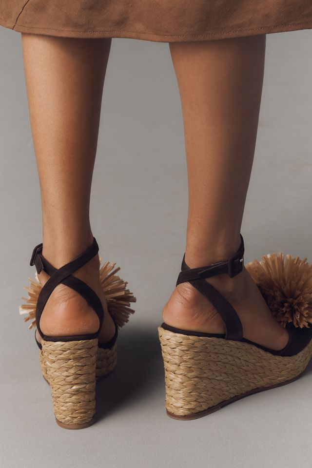 Paloma Barcelo Carlina Raffia Flower Platform Wedge Heels #2