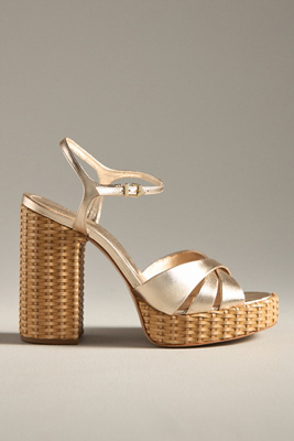 SCHUTZ KEEFA STRAW PLATFORM HEELS 