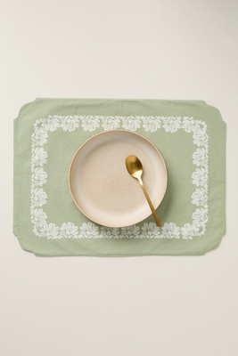 Anthropologie Demeter Embroidered Cotton Placemat In Multi