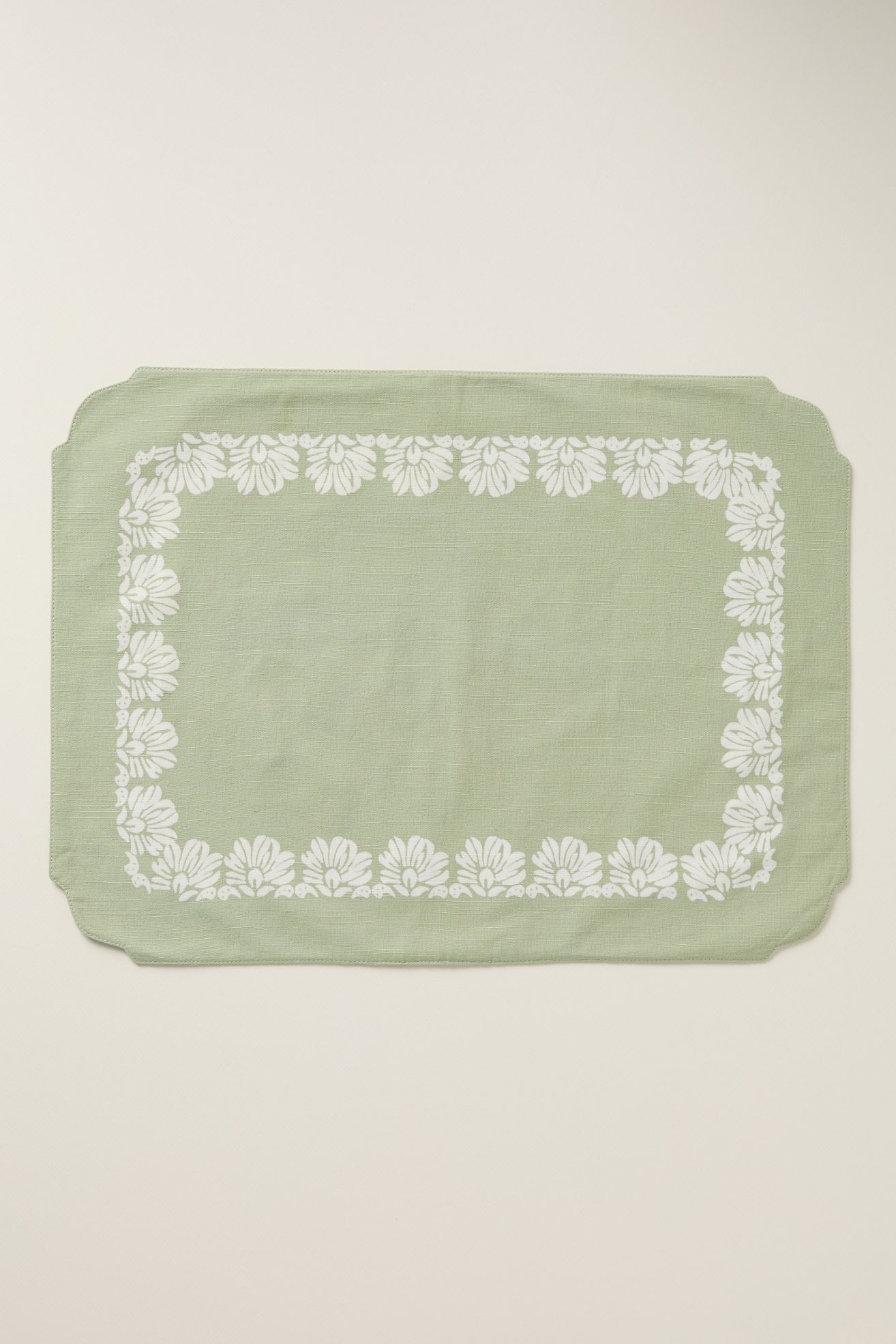 Demeter Embroidered Cotton Placemat - Matcha, Standard, One Size