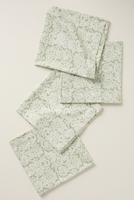 Anthropologie Demeter Embroidered Cotton Napkins, Set Of 4 In Multi