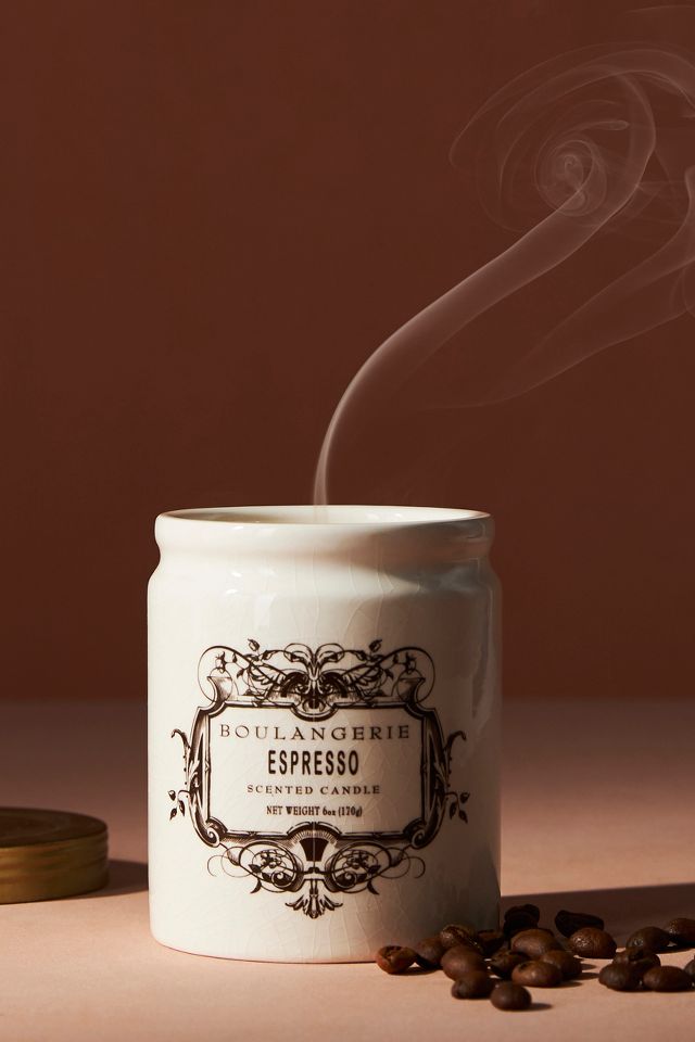 Espresso scented candle with a plume of smoke