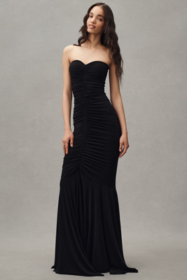 norma kamali sweetheart ruched dress Norma Kamali Women's Sweetheart Side Drape Dress, Black, XXS