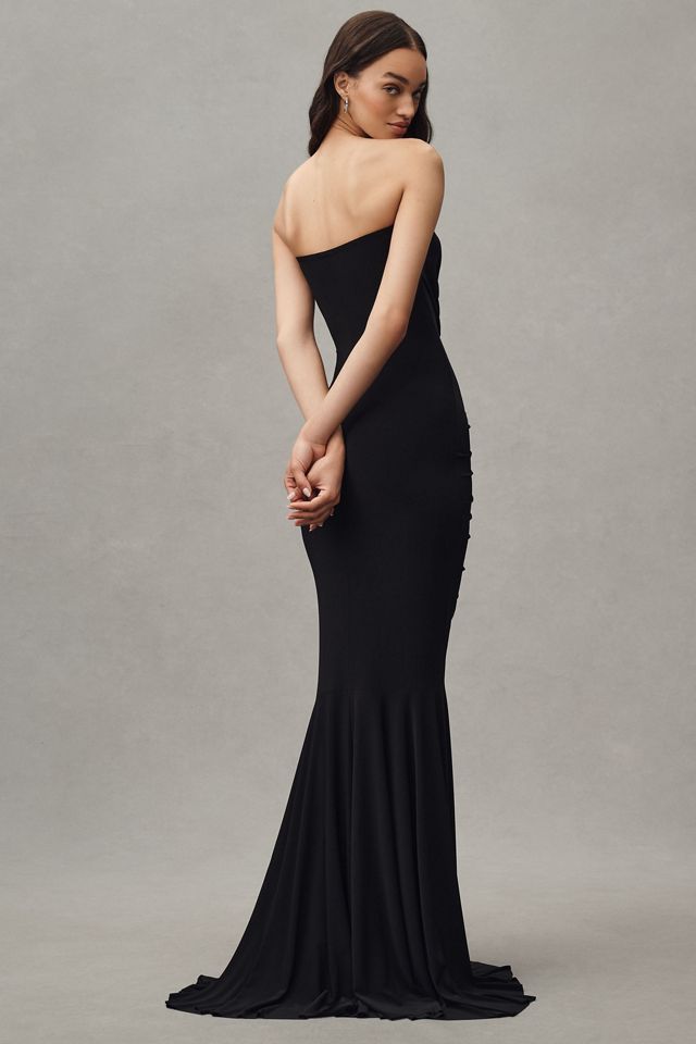 Norma Kamali Strapless Sweetheart Shirred Front Fishtail