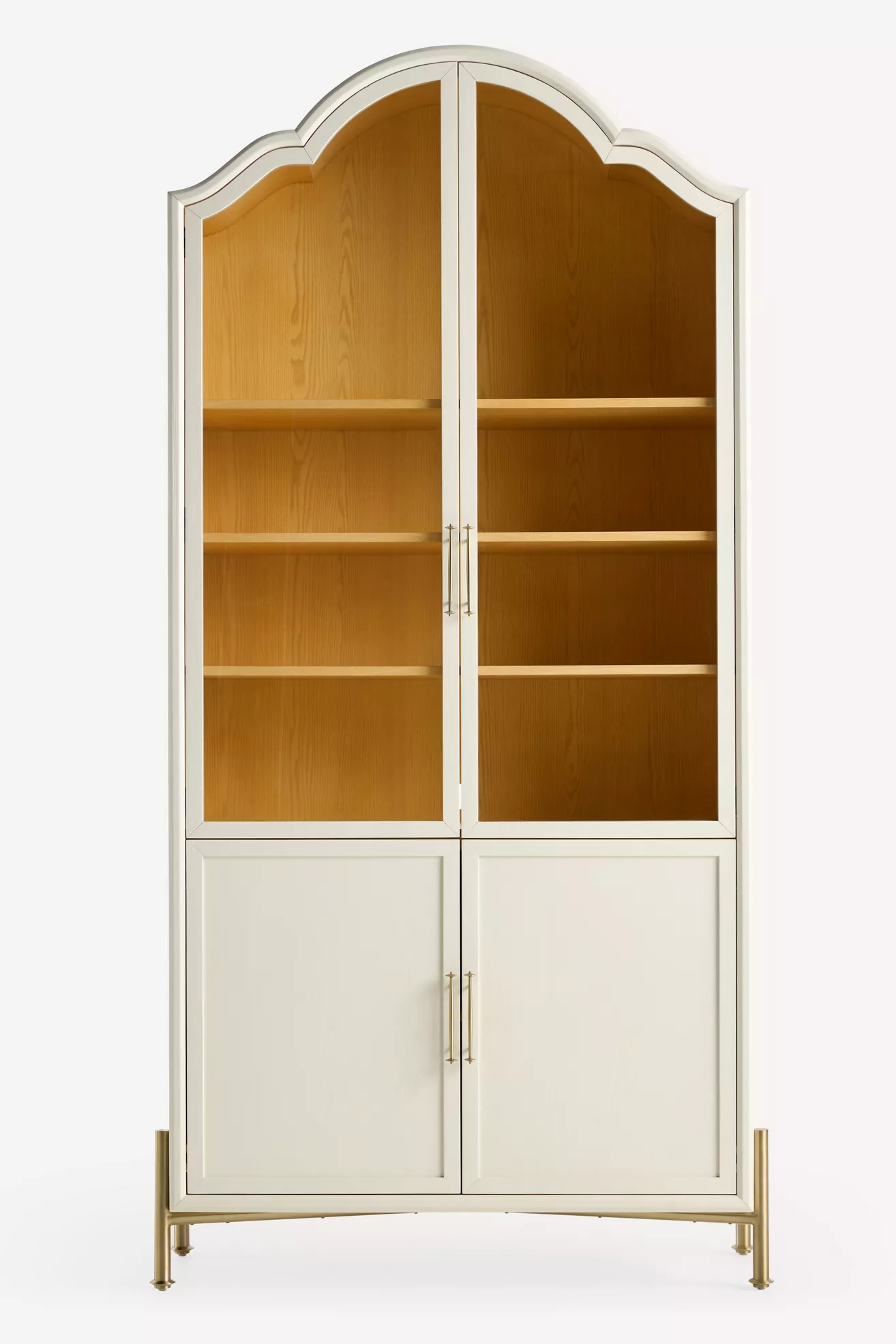 Livia 94"  Glass & Wood Storage Hutch