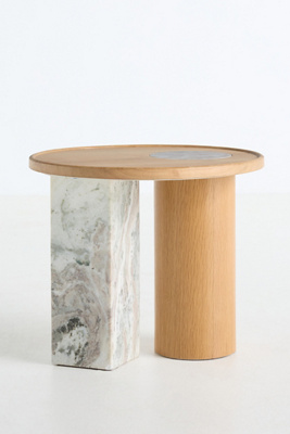 Anthropologie Rhea Marble & Oak Side Table
