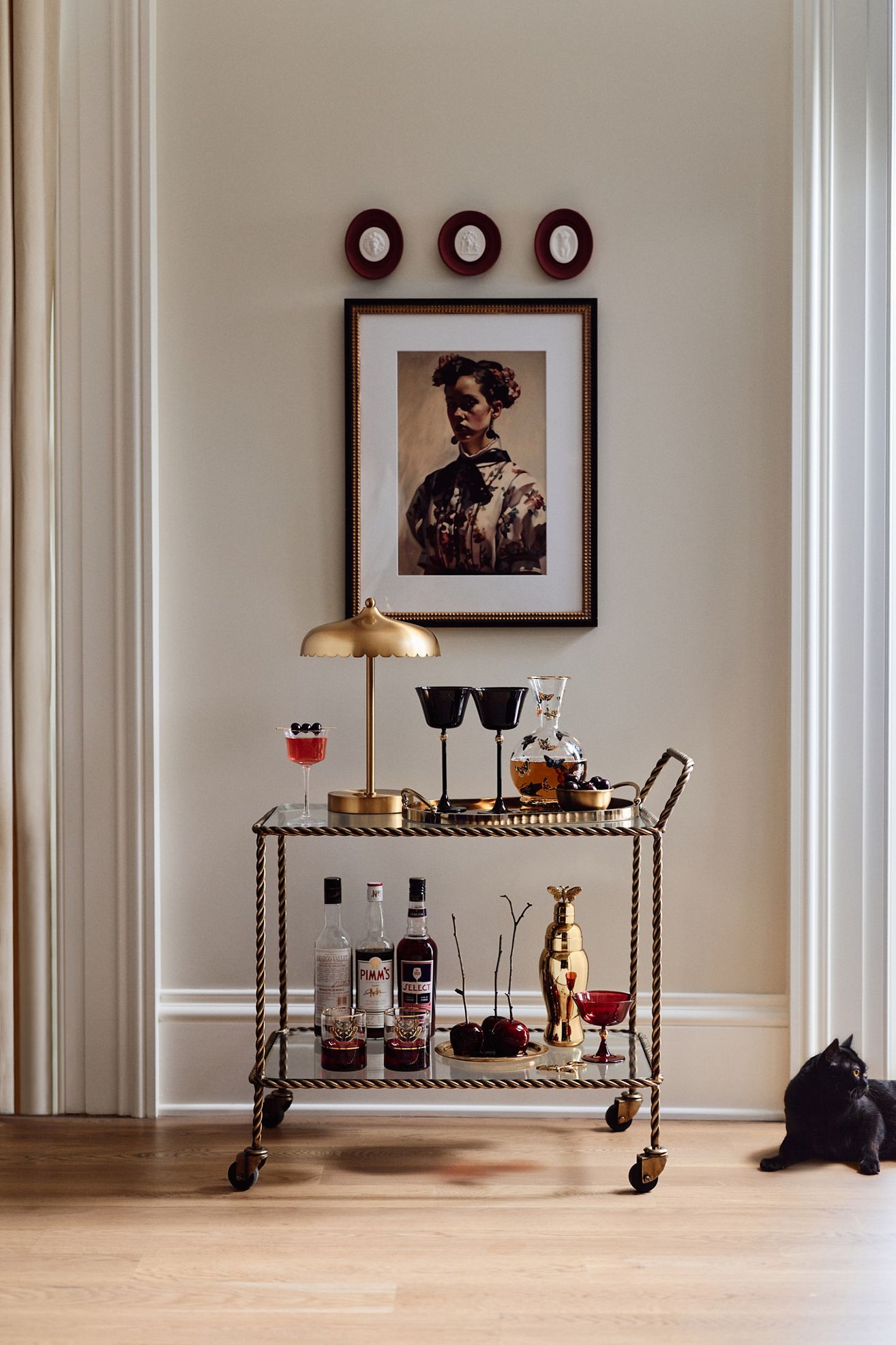 Lark Glass Bar Cart - Brass/Glass, Standard, One Size