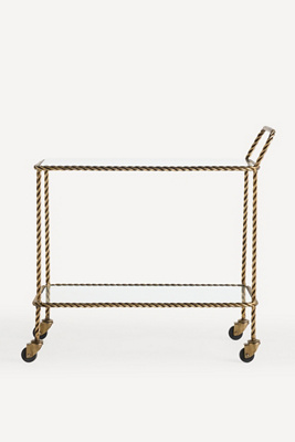 Anthropologie Lark Glass Bar Cart In Metallic