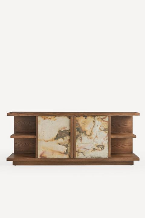 Slate Oak Wood Media Console