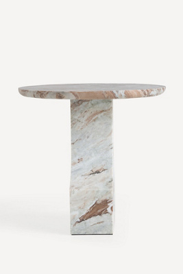 Anthropologie Teo Marble Round Side Table In Gray