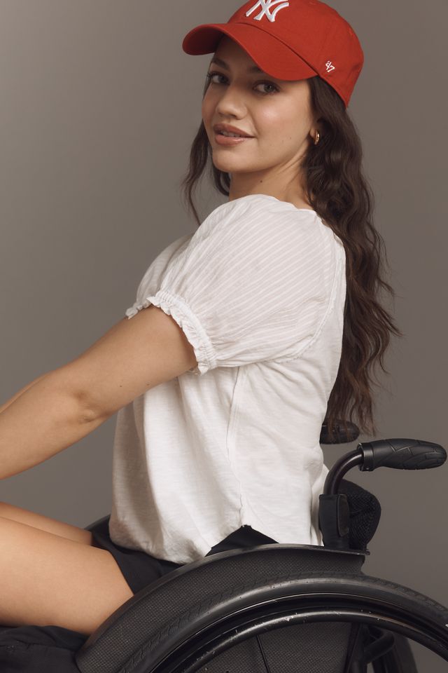 Pilcro Puff-Sleeve Scoop-Neck Henley Tee #2