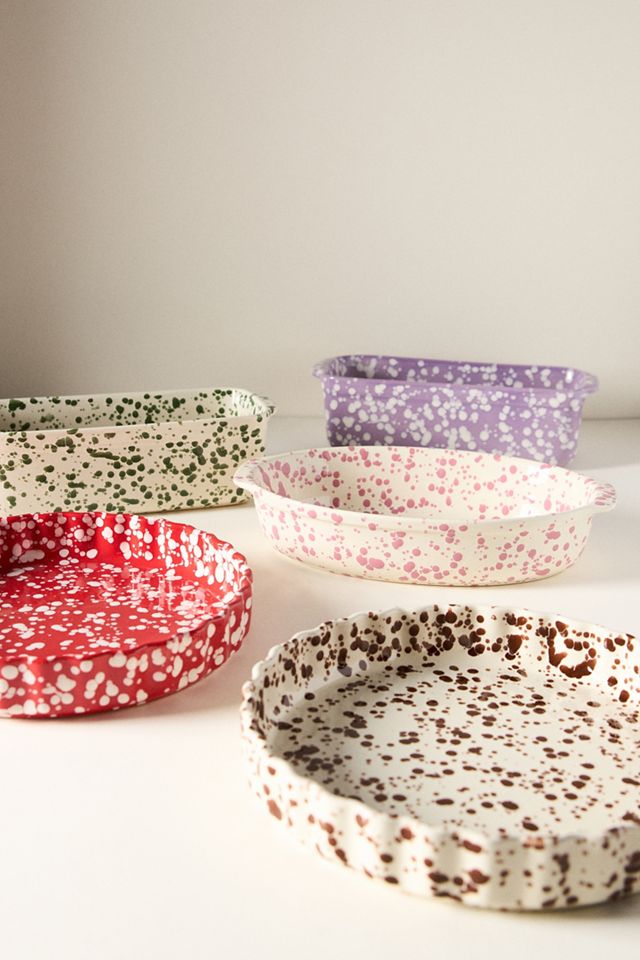 Splatter Portuguese Stoneware Pie Dish #3