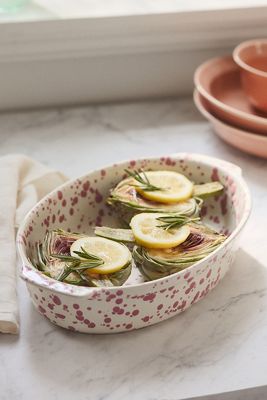 Splatter Portuguese Stoneware Oval Baking Dish
