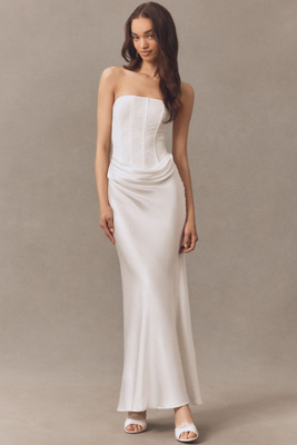 Significant Other Sofiya Strapless Lace Draped Satin Maxi Dress product page