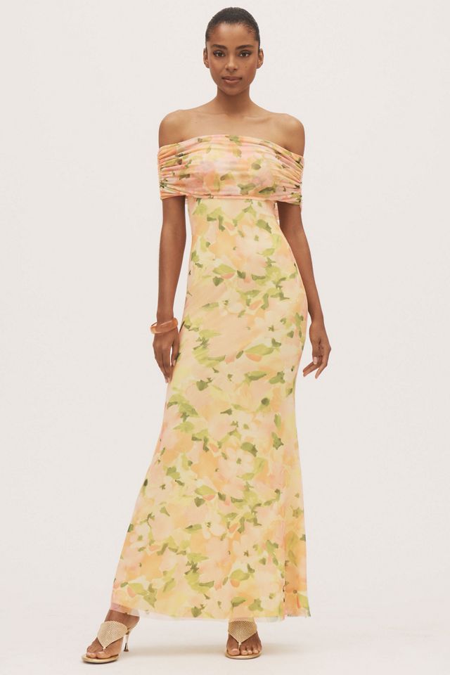AFRM McCall Off-the-Shoulder Mesh Maxi Dress