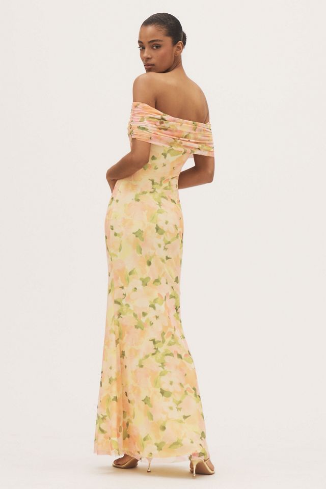 AFRM McCall Off-the-Shoulder Mesh Maxi Dress