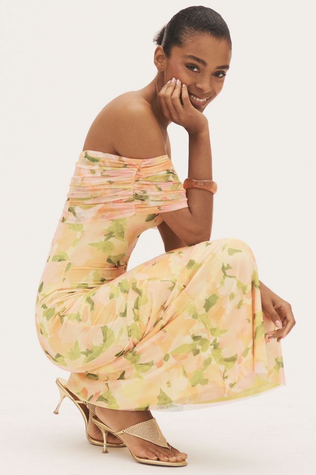 AFRM McCall Off-the-Shoulder Mesh Maxi Dress
