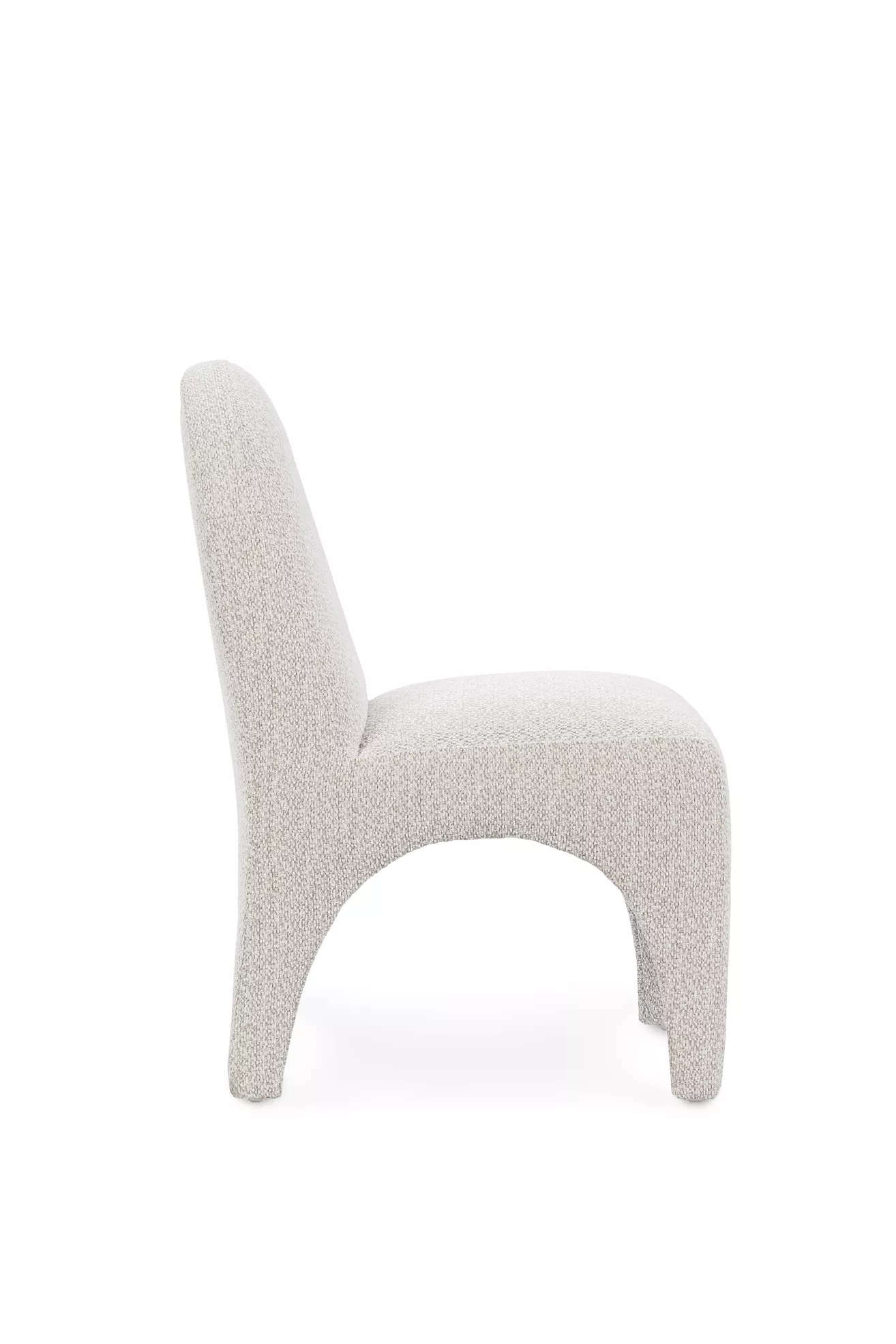 Side view of upholstered dining chair
