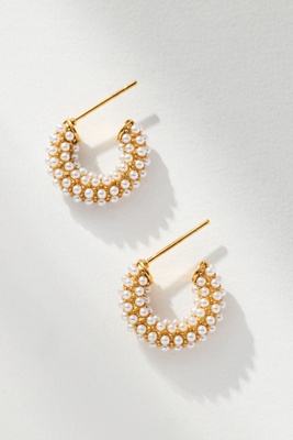 Jesou Pearl-Embellished Hoop Earrings