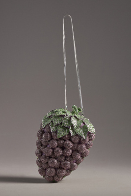 Rae Of Light Crystal Fruit Clutch In Purple