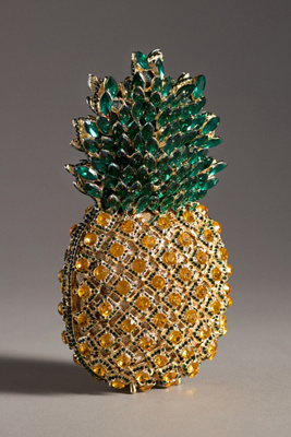 Rae Of Light Crystal Fruit Clutch In Yellow