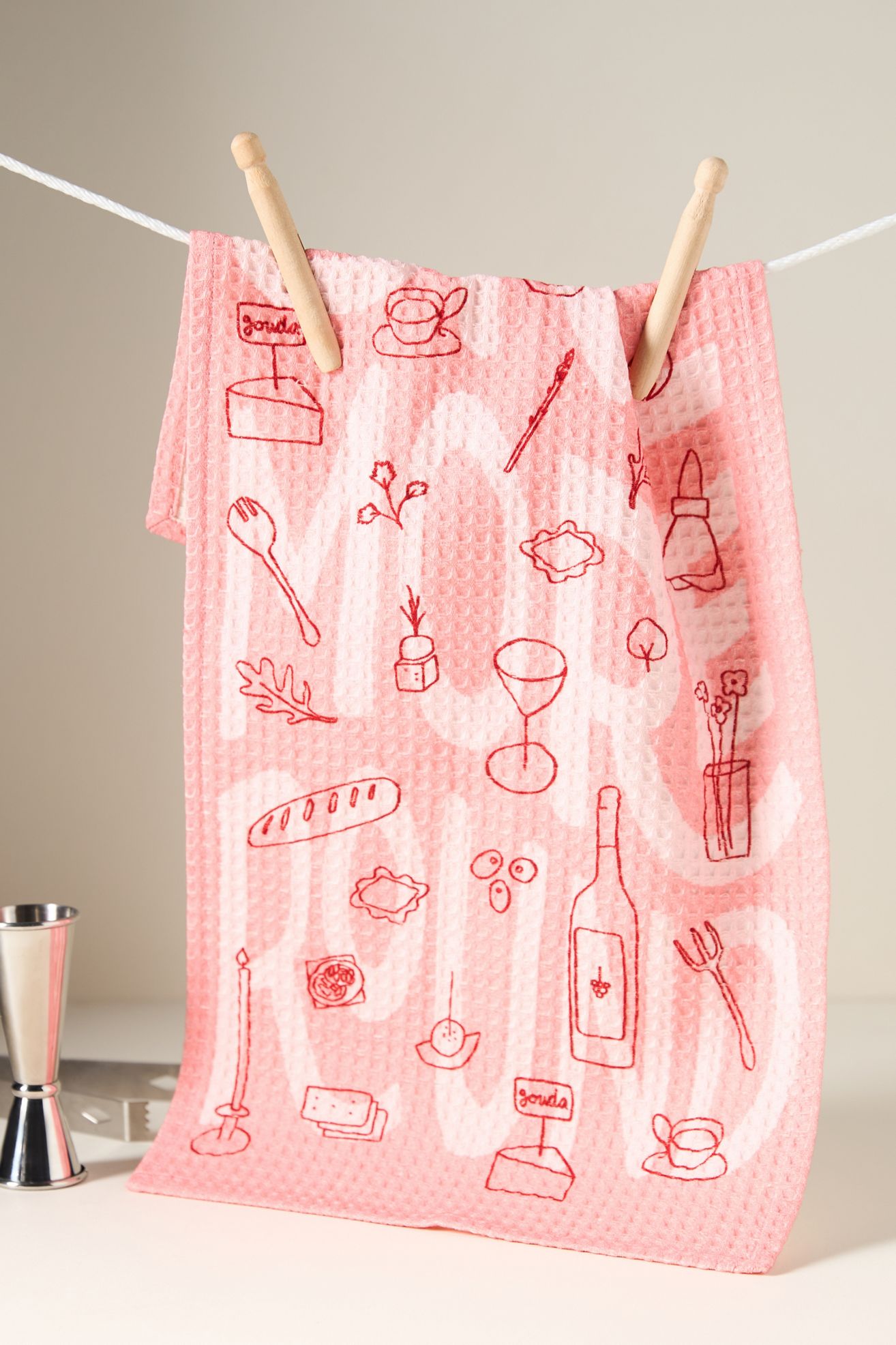 One More Round Dish Towel - Pink, Standard, One Size