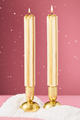 Anthropologie Gift Box Taper Candles, Set Of 2 In Gold