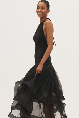 L'idée Carrie Halter Drop-waist Tiered Maxi Dress