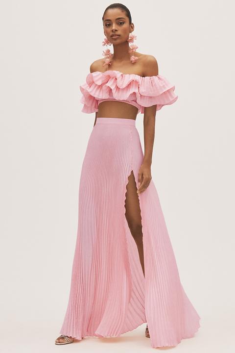 L'IDÉE Gala Split Pleated Maxi Skirt