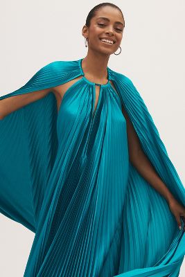 L'IDÉE L'IDÉE BOHEME HALTER COLUMN KEYHOLE CAPE MAXI DRESS 