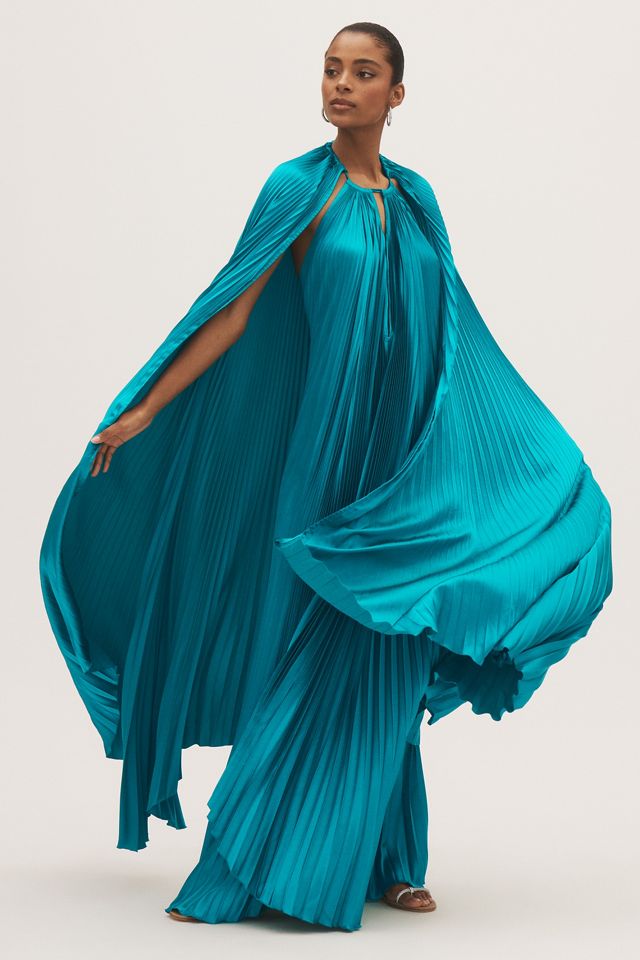 L’IDÉE Boheme Halter Column Keyhole Cape Maxi Dress #3