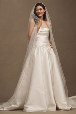 Watters Clean Chapel Single-layer Veil In White