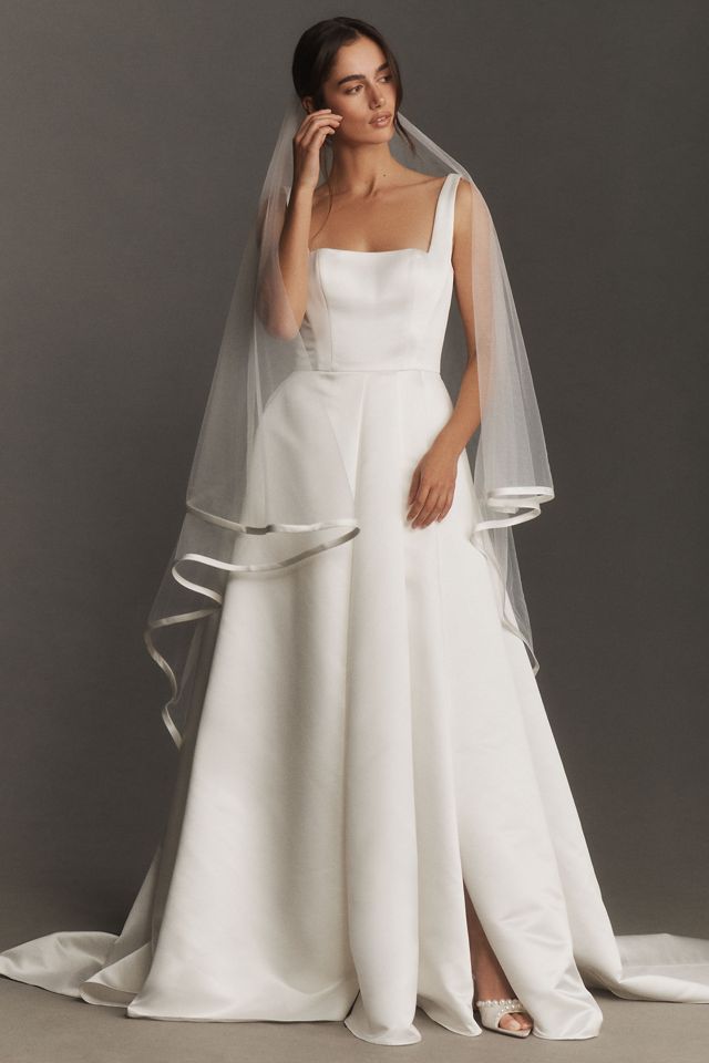 Watters Satin-Trim Fingertip Veil #2
