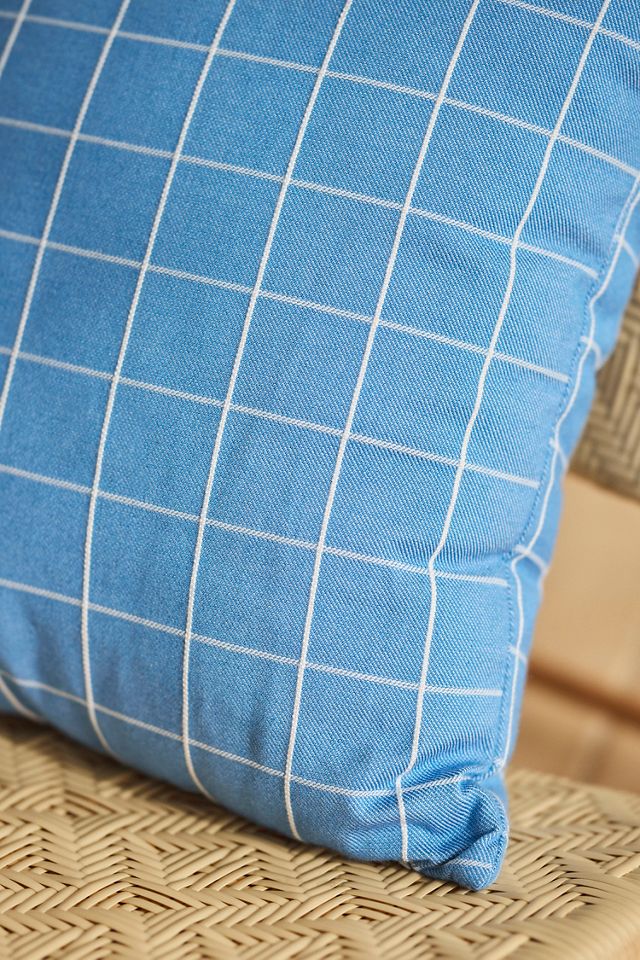 Blue Check Outdoor Pillow #2