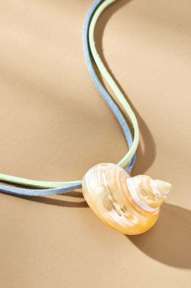 Casa Clara Addie Shell Pendant Suede Necklace #1