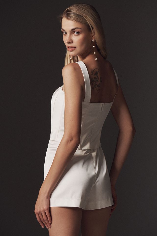 Mare Mare Satin Sleeveless Square-Neck Corset Romper #1