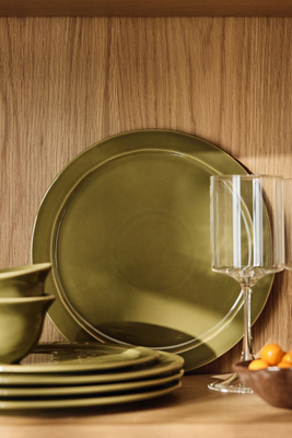 Anthropologie Reeves Portuguese Stoneware Dinner Plates, Set Of 4 In Green