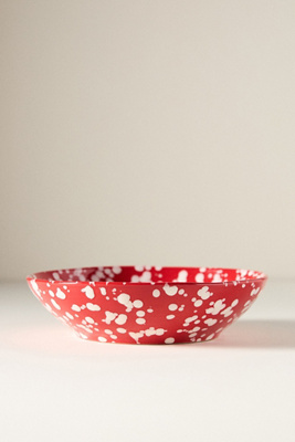 Anthropologie Splatter Portuguese Stoneware Pasta Bowl In Red