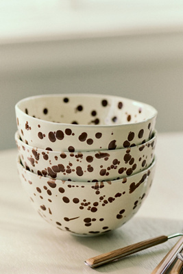 Anthropologie Splatter Portuguese Stoneware Cereal Bowl In Brown