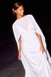 Jenny by Jenny Yoo Cilla Satin V-Neck Cape Column Wedding Gown