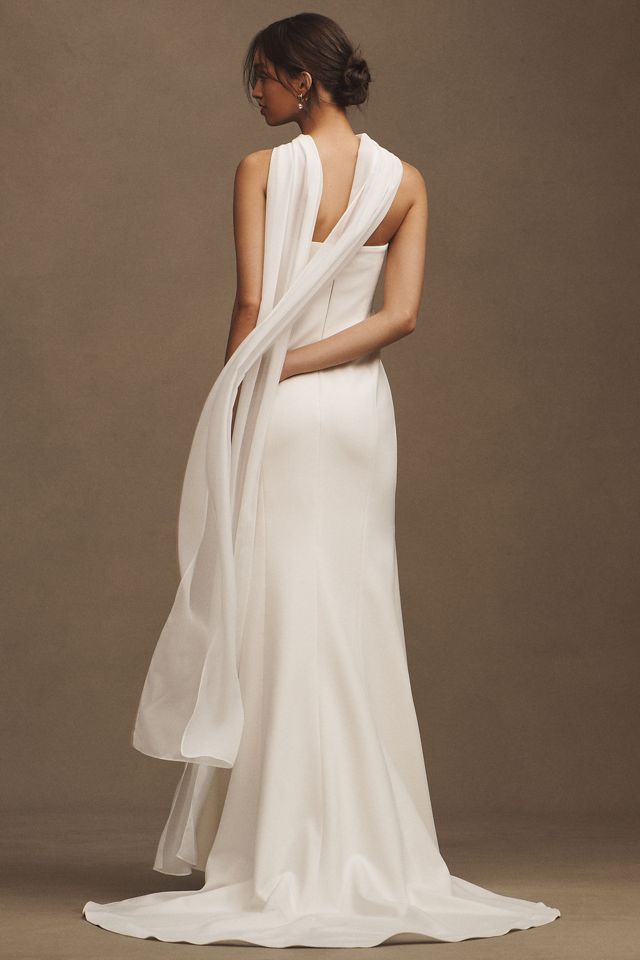 Jenny by Jenny Yoo Perry Crepe Strapless Column Wedding Gown