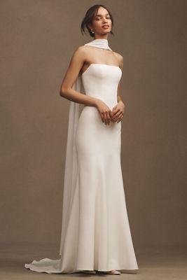 Bronx and Banco Florentina Blanc Strapless Column Wedding Gown