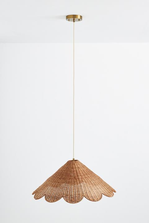 Maude Scalloped Rattan Pendant