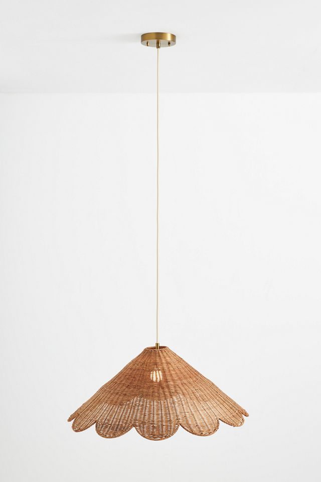 Maude Scalloped Rattan Pendant #2