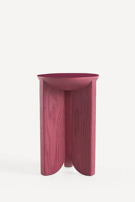 Anthropologie Hemi Solid Oak Wood Side Table In Pink