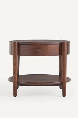 Anthropologie Roma Oak Round Side Table In Brown