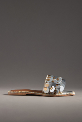 De Siena Sequin Metallic Slide Sandals