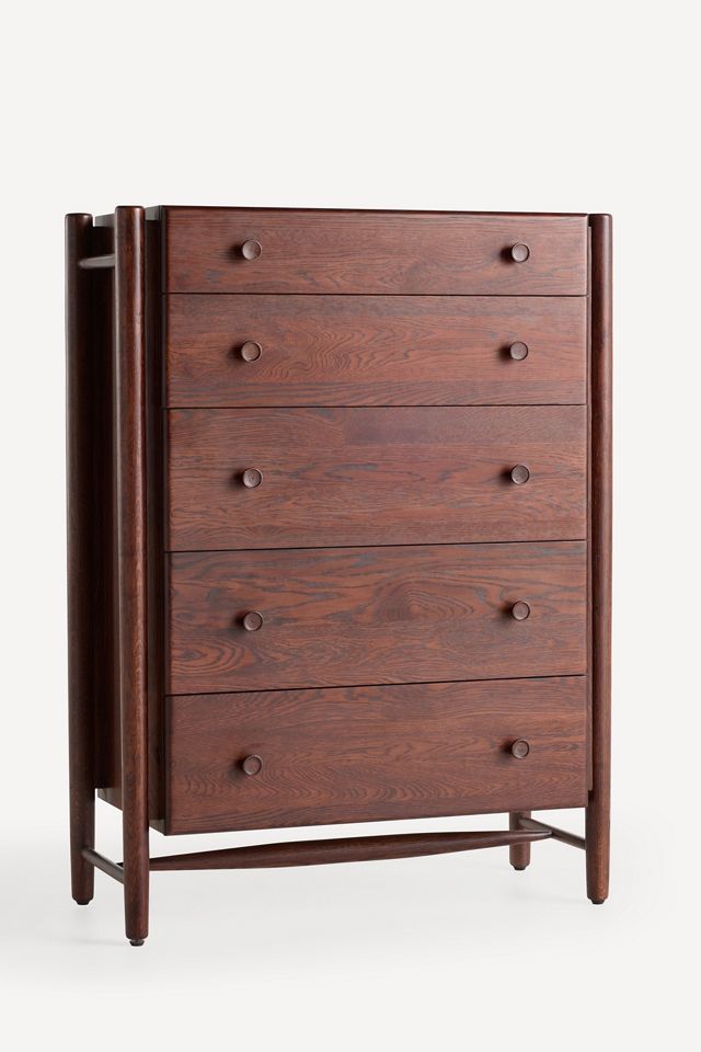 Roma Oak Wood Five-Drawer Dresser