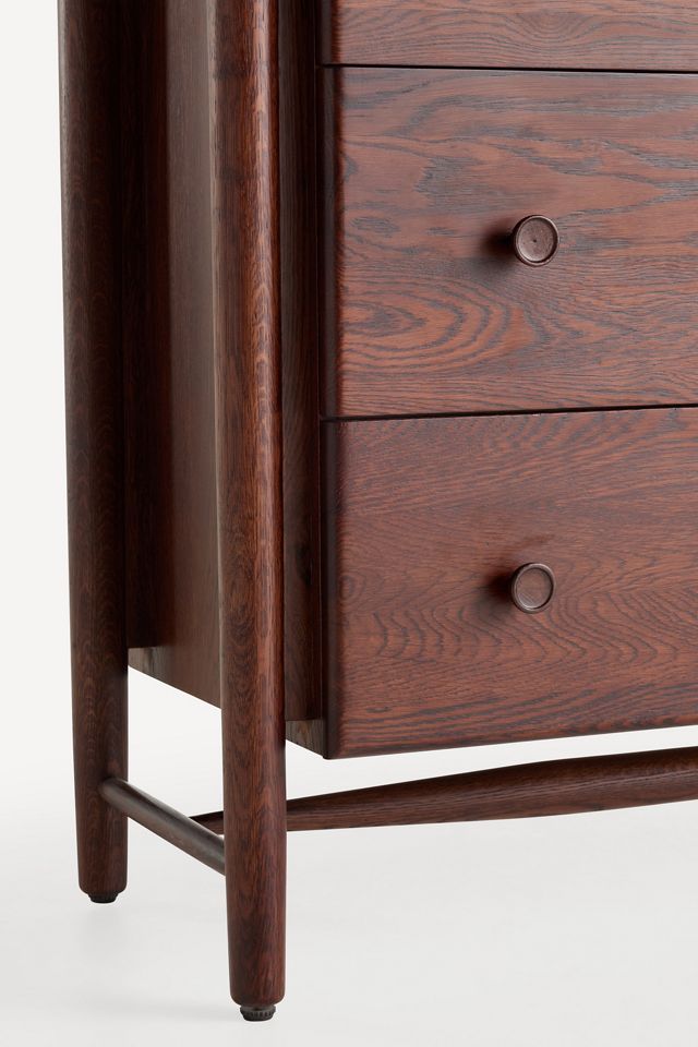 Roma Oak Wood Five-Drawer Dresser